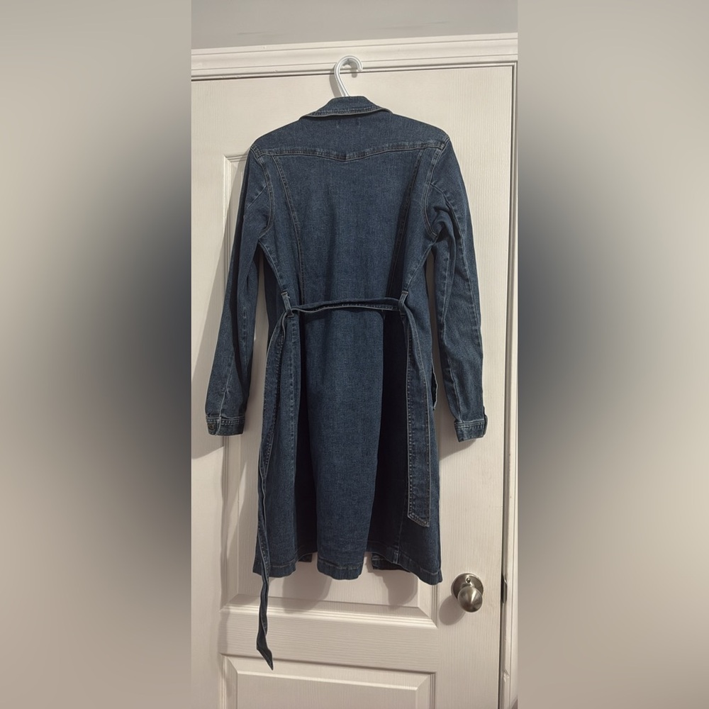 VINTAGE ARMOR JEANS Women's Blue Denim Long Coat Medium - Picture 5 of 5